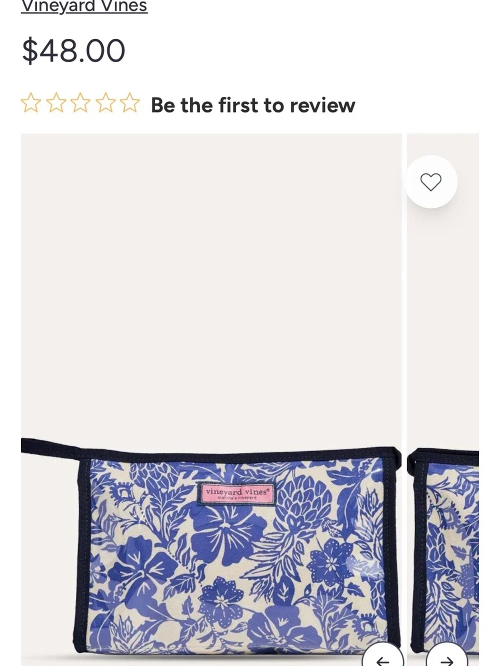 Vineyard Vines Blue Floral Travel/Makeup Pouch